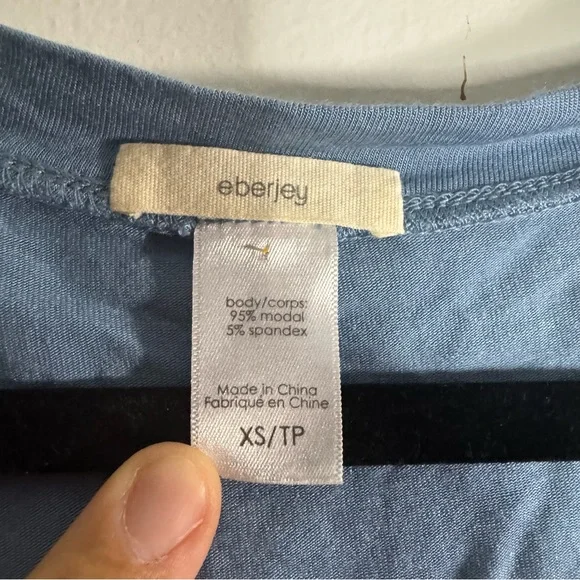 Eberjey Gisele Slouchy Modal Top Blue Drawstring Hem Soft Lounge XS - Picture 2 of 5